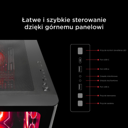 Rampage Loopy Obudowa PC akwarium 7x wentylator ARGB Infinity HUB czarna