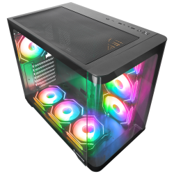 Rampage Loopy Obudowa PC akwarium 7x wentylator ARGB Infinity HUB czarna