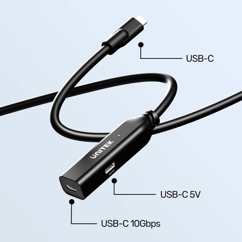 Unitek Kabel przedłużający USB-C 10 Gbps 5m, czarny