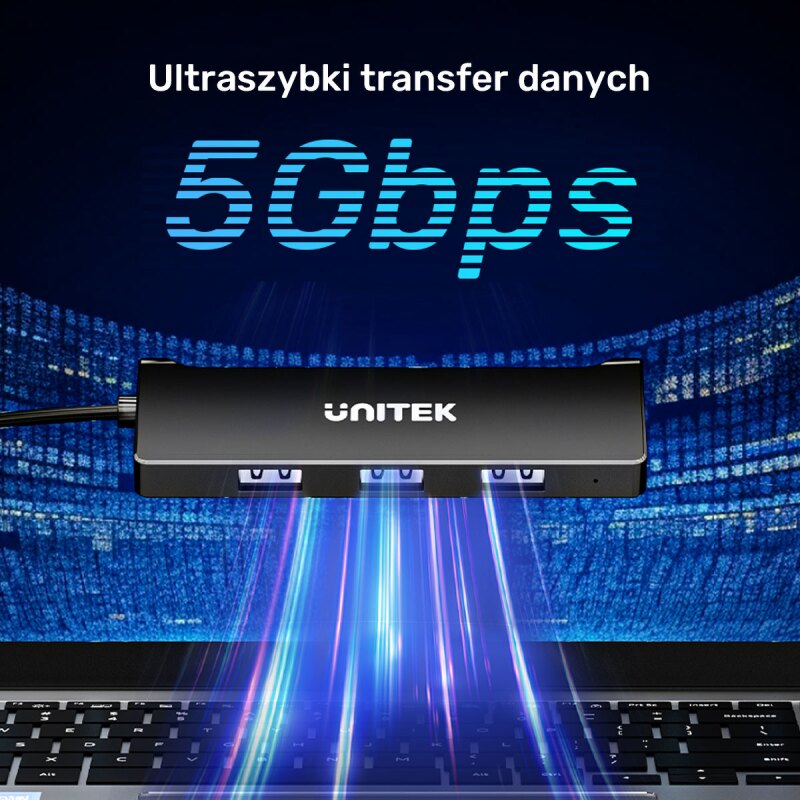 Unitek Hub USB-A 4 porty USB-A 5 Gbps | PartsPC.pl