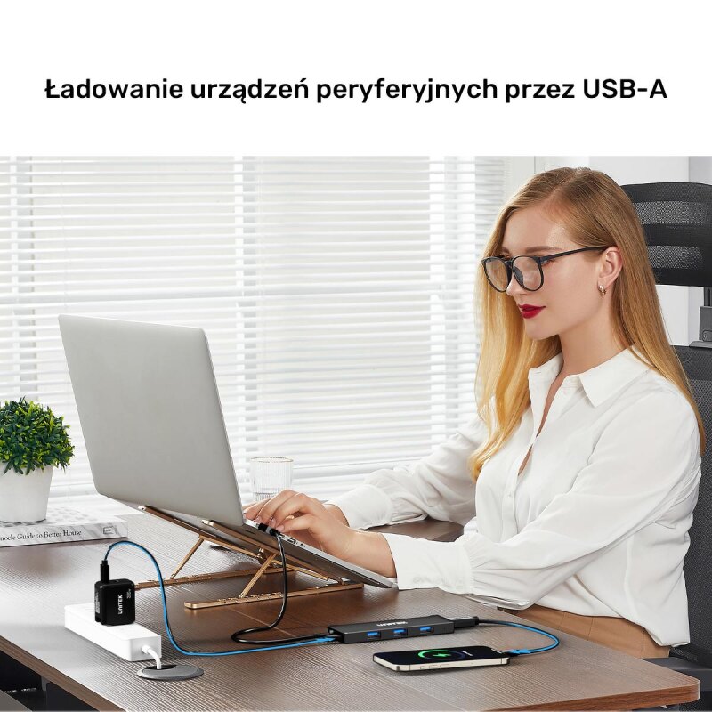 Unitek Hub USB-A 4 porty USB-A 5 Gbps | PartsPC.pl