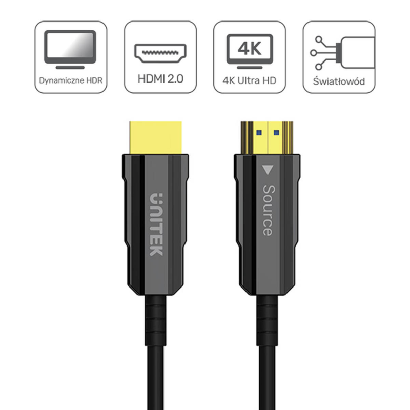 Unitek Kabel optyczny HDMI 2.0 AOC 4K 60Hz 7 m