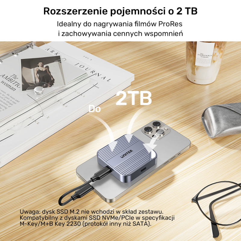 Unitek Obudowa magnetyczna SolidForce Reefer USB-C do M.2 SSD (NVMe/SATA)