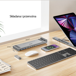 Unitek Podstawka regulowana pod laptop z hubem/HDMI/PD/SD