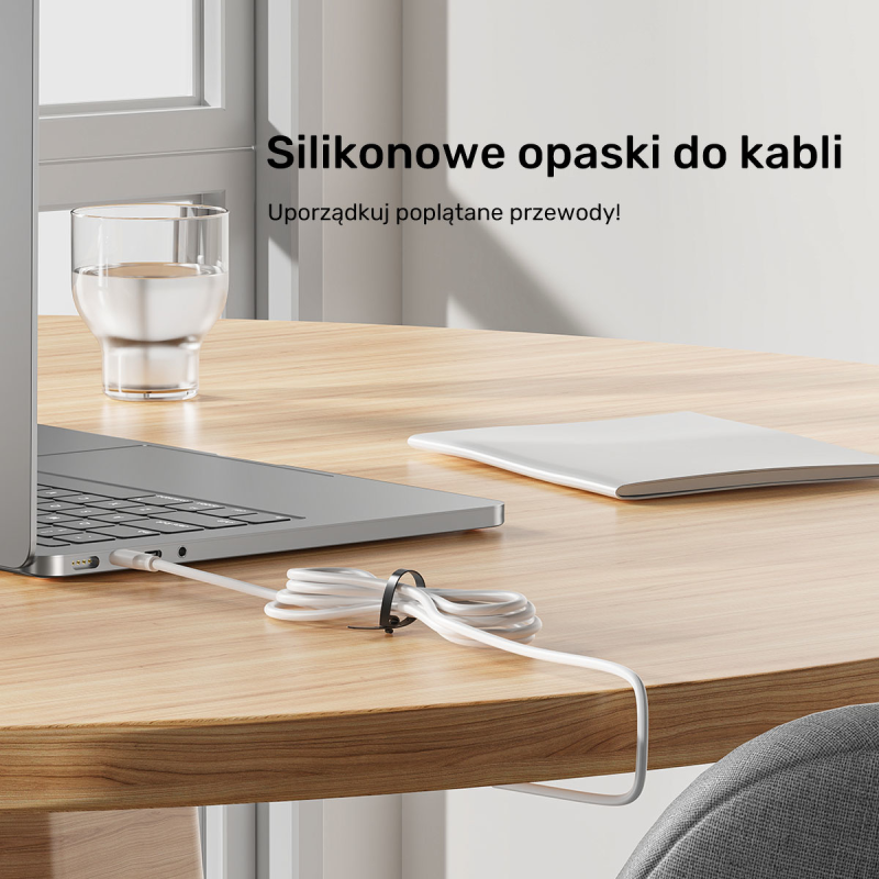 Zestaw silikonowych opasek kablowych czarne/ szare