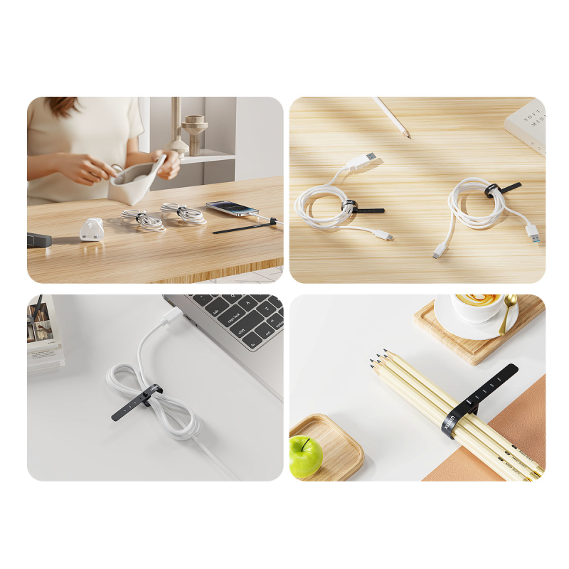 Zestaw silikonowych opasek kablowych czarne/ szare