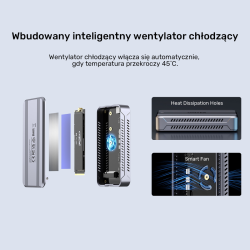 Unitek Aktywnie chłodzona obudowa M2 NvMe SSD USB4 40Gbps