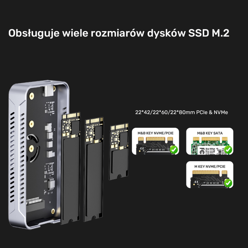 Unitek Aktywnie chłodzona obudowa M2 NvMe SSD USB4 40Gbps