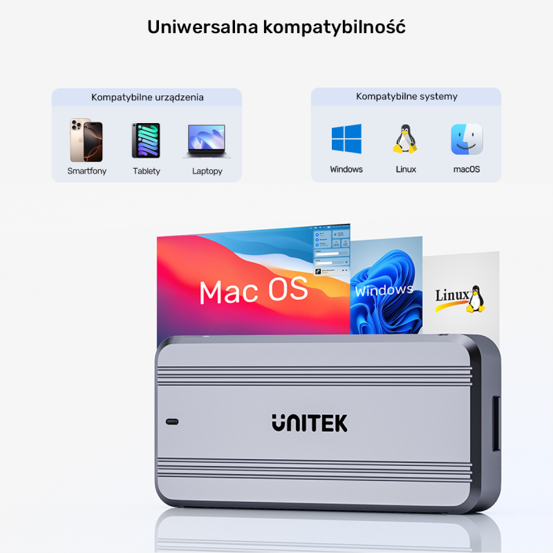 Unitek Aktywnie chłodzona obudowa M2 NvMe SSD USB4 40Gbps