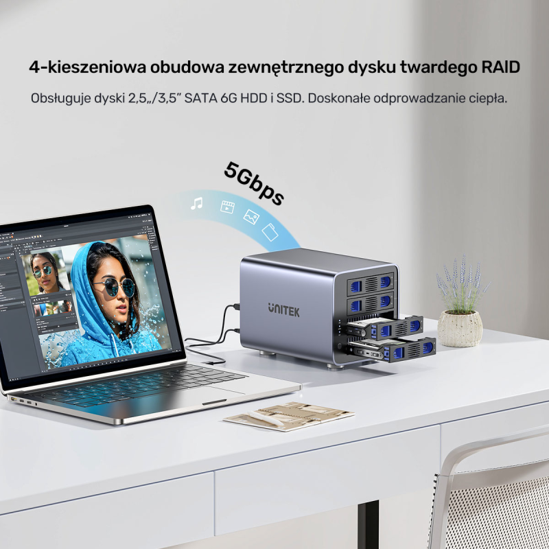 4-dyskowa obudowa RAID  0/1/5/10 / JBOD/ PM Unitek
