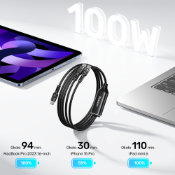 Unitek Kabel 2w1 USB-C PD 100W silikonowy 1,8 m