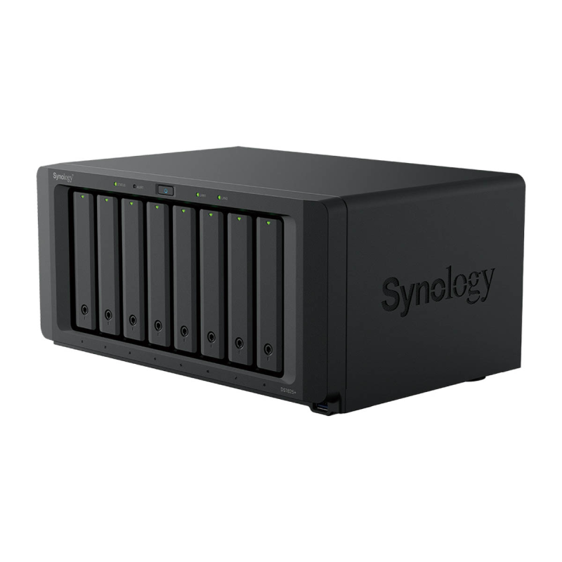 Synology DS1825+ | 8-zatokowy serwer NAS, AMD Ryzen, 8GB RAM, 2x 2.5GbE RJ-45, 2x M.2 NVMe, Tower