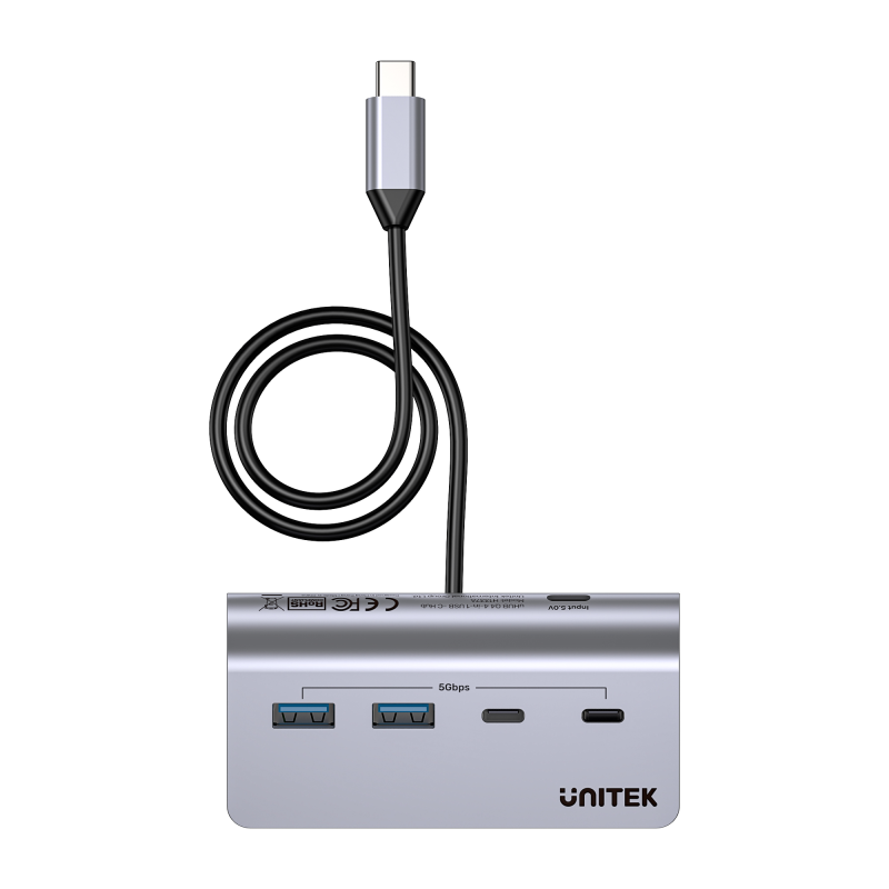 Unitek Hub alumininiowy USB-A/USB-C z 4 portami 5Gbps