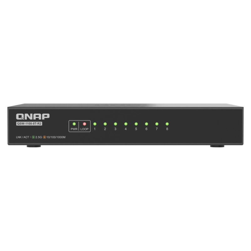 QNAP QSW-1108-8T-R2 | 8 portowy niezarządzany przełącznik full 8x 2,5GbE, desktop
