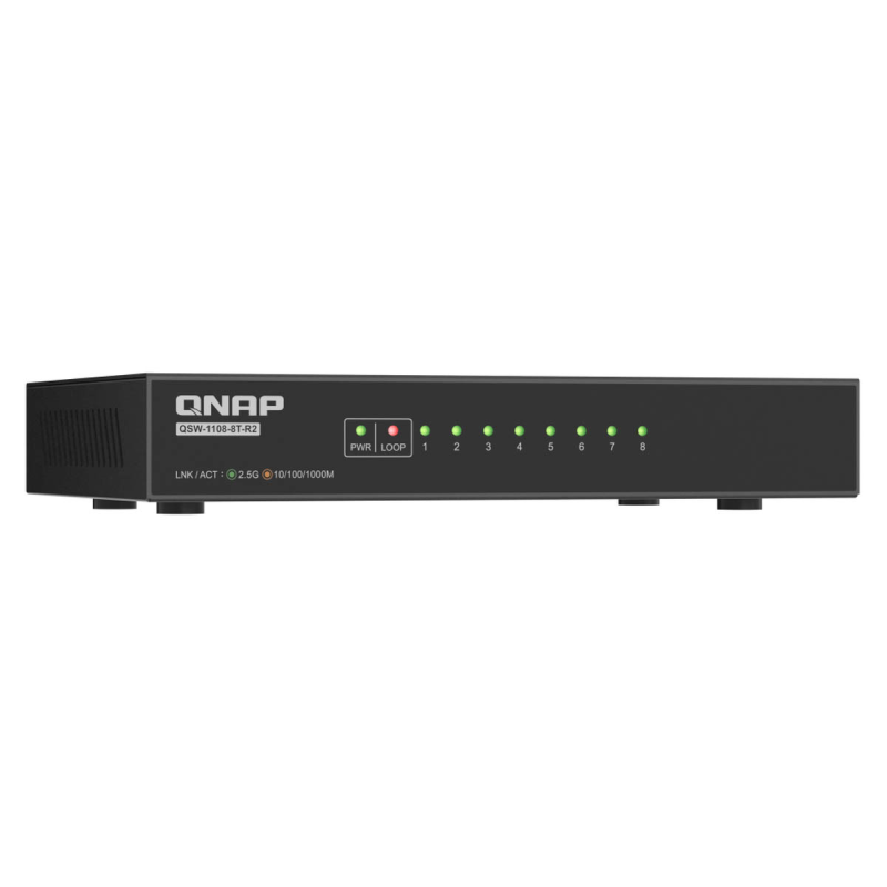 QNAP QSW-1108-8T-R2 | 8 portowy niezarządzany przełącznik full 8x 2,5GbE, desktop