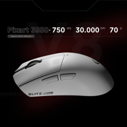 Rampage Mysz bezprzewodowa BLITZ ULTIMATE optyczna 8K 30000DPI PAW3950 Biała