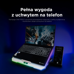 Rampage FREEZ Podstawka chłodząca pod laptop 9-17'' RGB 6 wentylatorów, srebrna