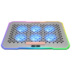 Rampage FREEZ Podstawka chłodząca pod laptop 9-17'' RGB 6 wentylatorów, srebrna