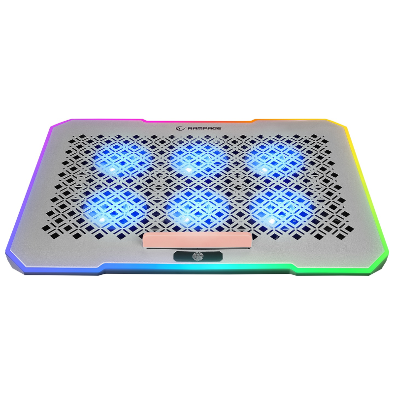 Rampage FREEZ Podstawka chłodząca pod laptop 9-17'' RGB 6 wentylatorów, srebrna