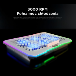 Rampage FREEZ Podstawka chłodząca pod laptop 9-17'' RGB 6 wentylatorów, srebrna