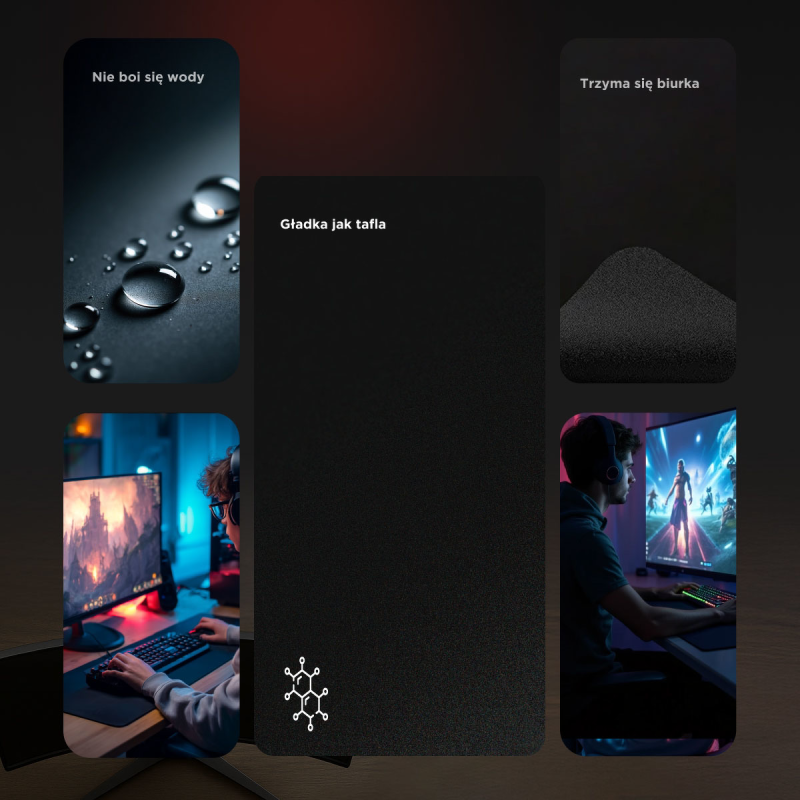 Rampage Podkładka gamingowa Pulsar Pro XXL tkanina jacquard 90x40 cm czarna