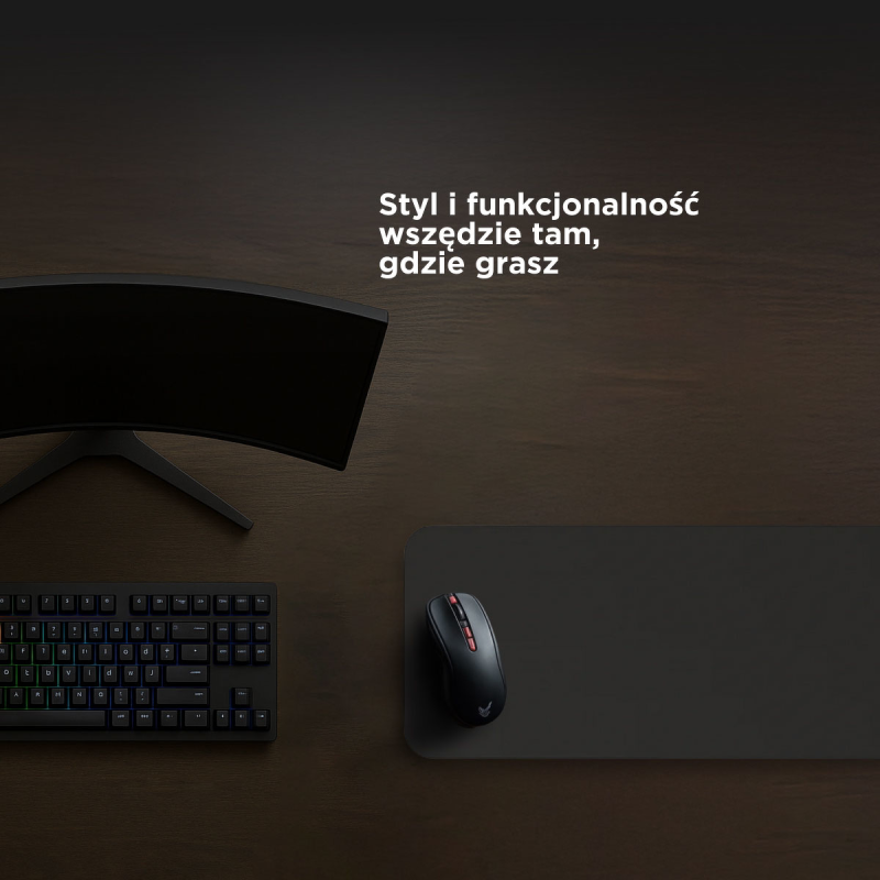 Rampage Podkładka gamingowa Pulsar Pro XXL tkanina jacquard 90x40 cm czarna