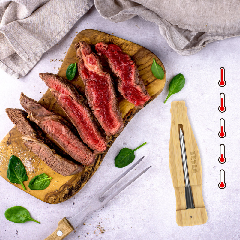Tesla Cook BBQ 200 termometr do mięsa z sondą, Bluetooth 5.2 i aplikacją
