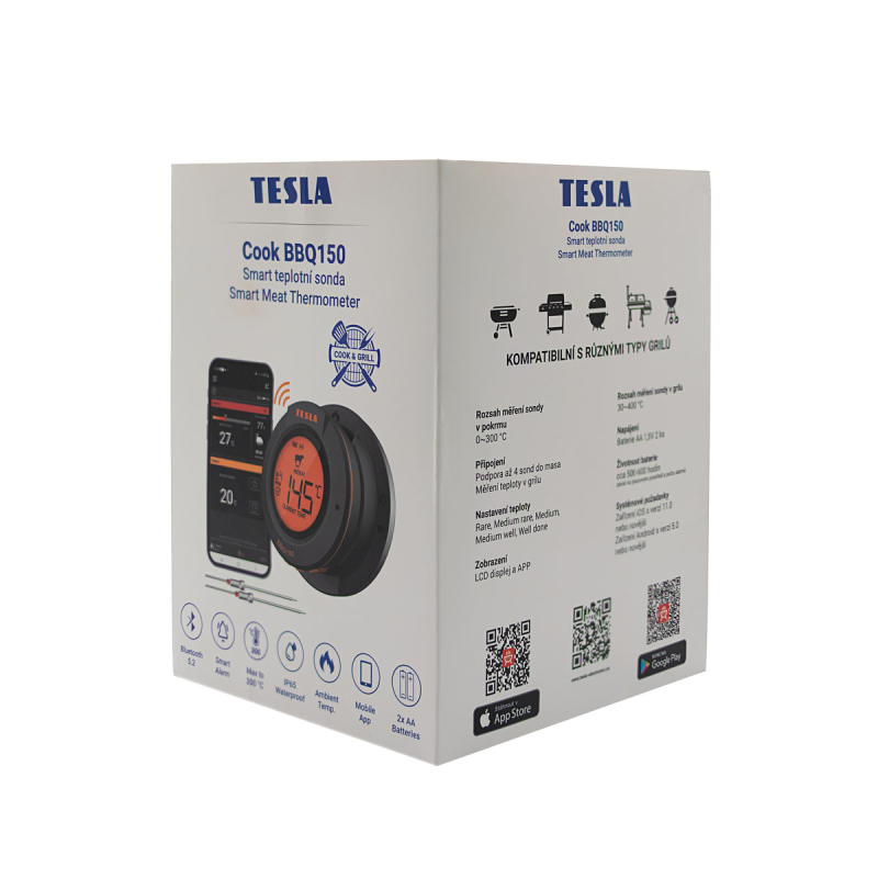 Tesla Cook BBQ 150 termometr do mięsa z sondą Bluetooth 5.2 i aplikacją mobilną