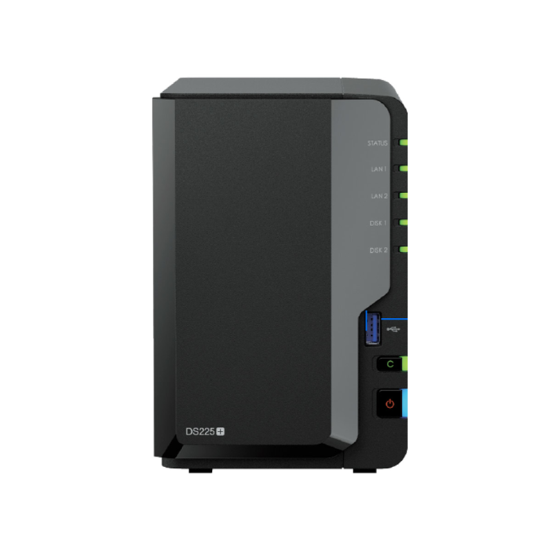Synology DS225+ | 2-zatokowy serwer NAS, Intel Celeron, 2GB RAM, 1x 1GbE, 1x 2.5GbE RJ-45, Tower