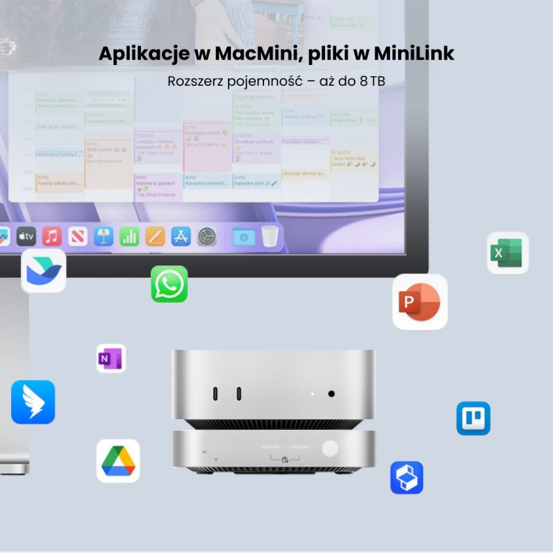 Orico Stacja dokująca do MacMini M4, USB-C 10 Gbps, z obudową M.2 NVMe/NGFF, metalowa
