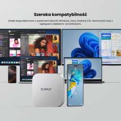 Orico Stacja dokująca do MacMini M4, USB-C 10 Gbps, z obudową M.2 NVMe/NGFF, metalowa