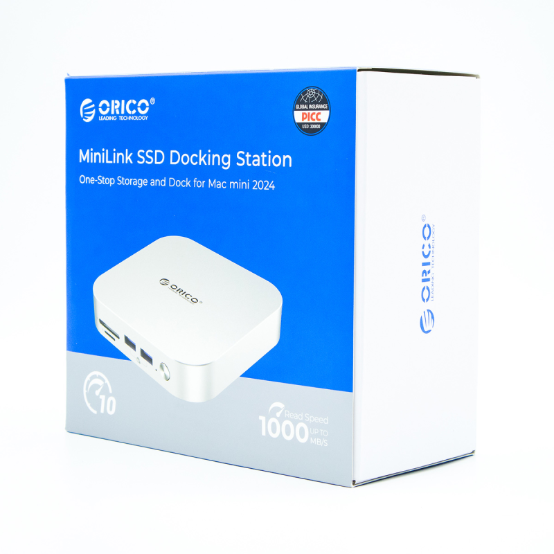 Orico Stacja dokująca do MacMini M4, USB-C 10 Gbps, z obudową M.2 NVMe/NGFF, metalowa