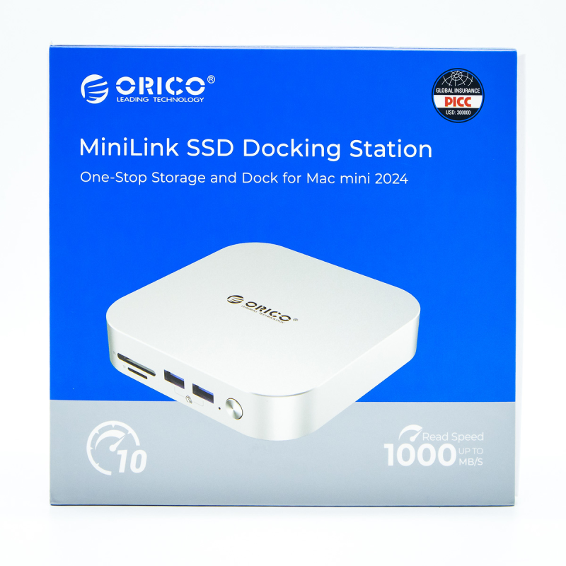 Orico Stacja dokująca do MacMini M4, USB-C 10 Gbps, z obudową M.2 NVMe/NGFF, metalowa