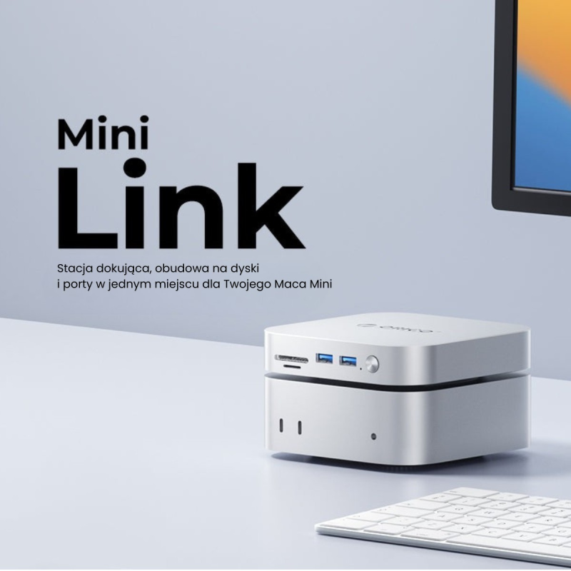 Orico Stacja dokująca do MacMini M4, USB-C 10 Gbps, z obudową M.2 NVMe/NGFF, metalowa