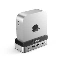 Orico Stacja dokująca do MacMini M4, USB-C 10 Gbps, z obudową M.2 NVMe, pionowa, metalowa