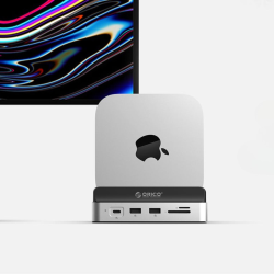 Orico Stacja dokująca do MacMini M4, USB-C 10 Gbps, z obudową M.2 NVMe, pionowa, metalowa