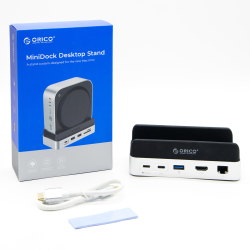Orico Stacja dokująca do MacMini M4, USB-C 10 Gbps, z obudową M.2 NVMe, pionowa, metalowa