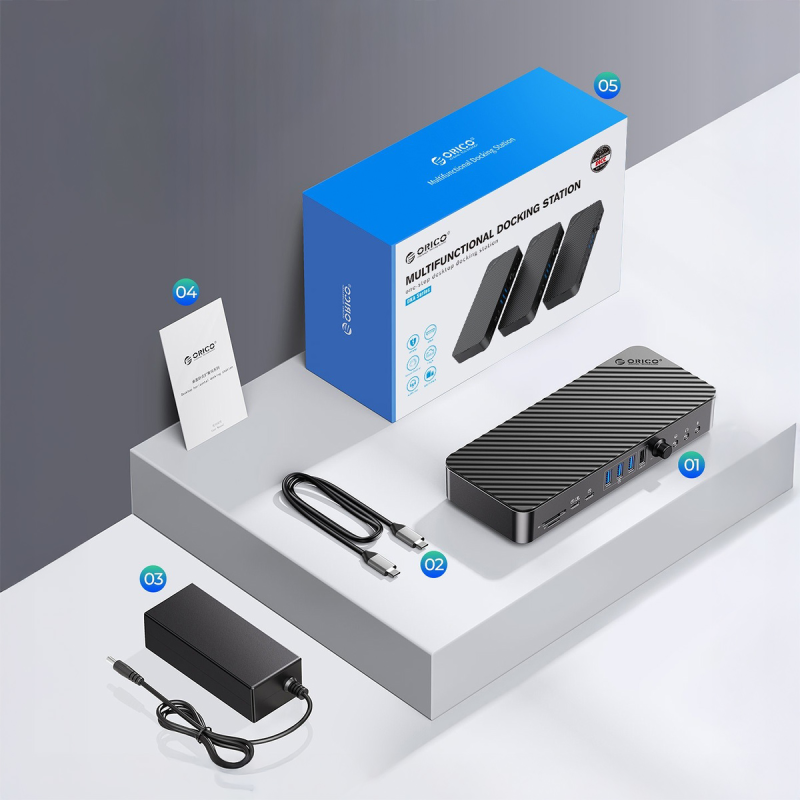 Orico Stacja dokująca USB-C 10 Gbps, 2x DP 4K, HDMI 4K, PD 60W, 6x USB-A, karty SD, audio