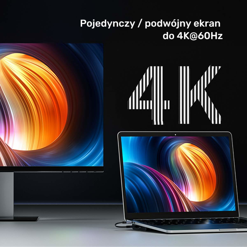 Unitek Stacja dokująca KVM z funkcją podstawki, potrójne wyjście 4K, USB-C, MST, HDMI 2.0
