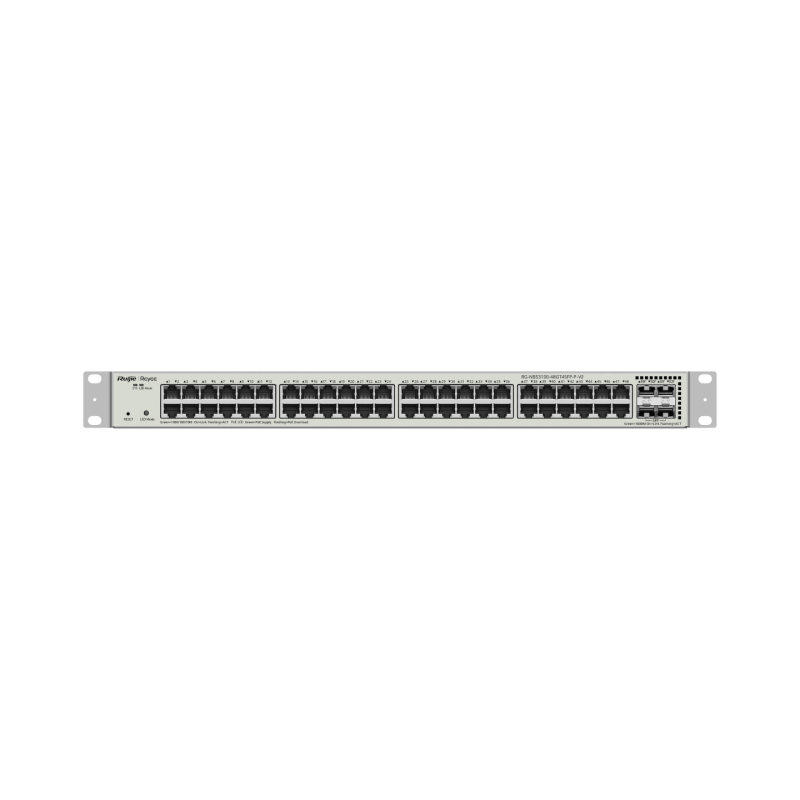 Ruijie Reyee RG-NBS3100-48GT4SFP-P-V2 | Switch Zarządzalny, 52 portów, 48xGE, 48xPoE, 370W, 4xSFP, L2, Rack, Cloud