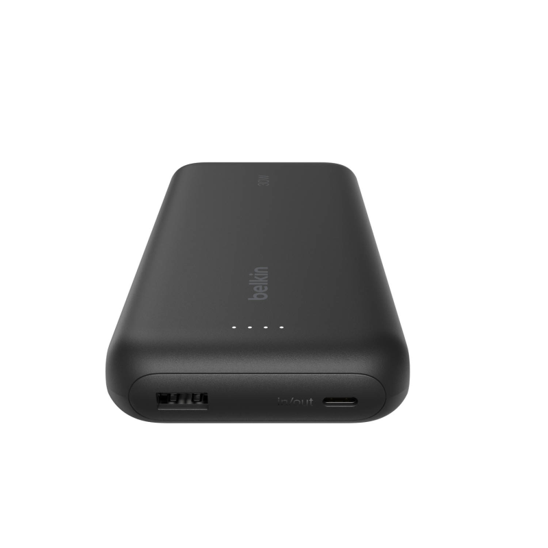 Belkin Powerbank 20 000 mAh, 30W, wbudowany kabel USB-C, USB-C, USB-A, czarny