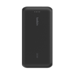 Belkin Powerbank 20 000 mAh, 30W, wbudowany kabel USB-C, USB-C, USB-A, czarny