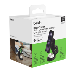 Belkin Ładowarka magnetyczna 3w1, składana, Qi2 15W, zasilacz 36W, czarna