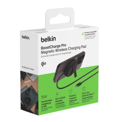 Belkin Ładowarka magnetyczna, Qi2 15W, rozkładana, zasilacz 20W, czarna