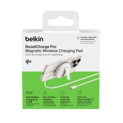 Belkin Ładowarka magnetyczna, Qi2 15W, rozkładana, zasilacz 20W, biała
