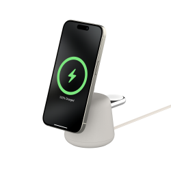 Belkin Ładowarka 2w1, magnetyczna Qi2 15W, do iPhone, AppleWatch, AirPods, kremowa