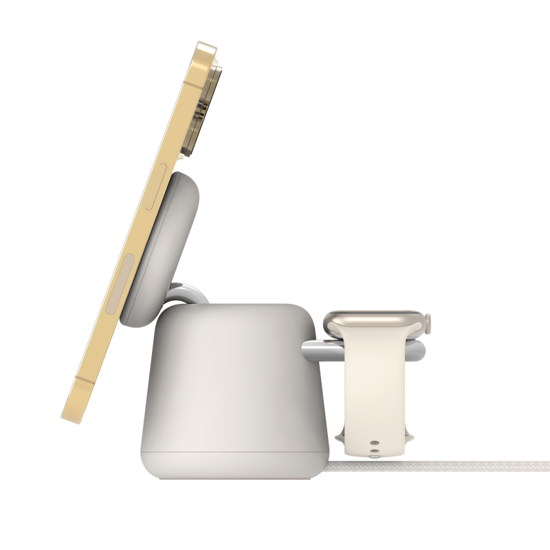 Belkin Ładowarka 2w1, magnetyczna Qi2 15W, do iPhone, AppleWatch, AirPods, kremowa