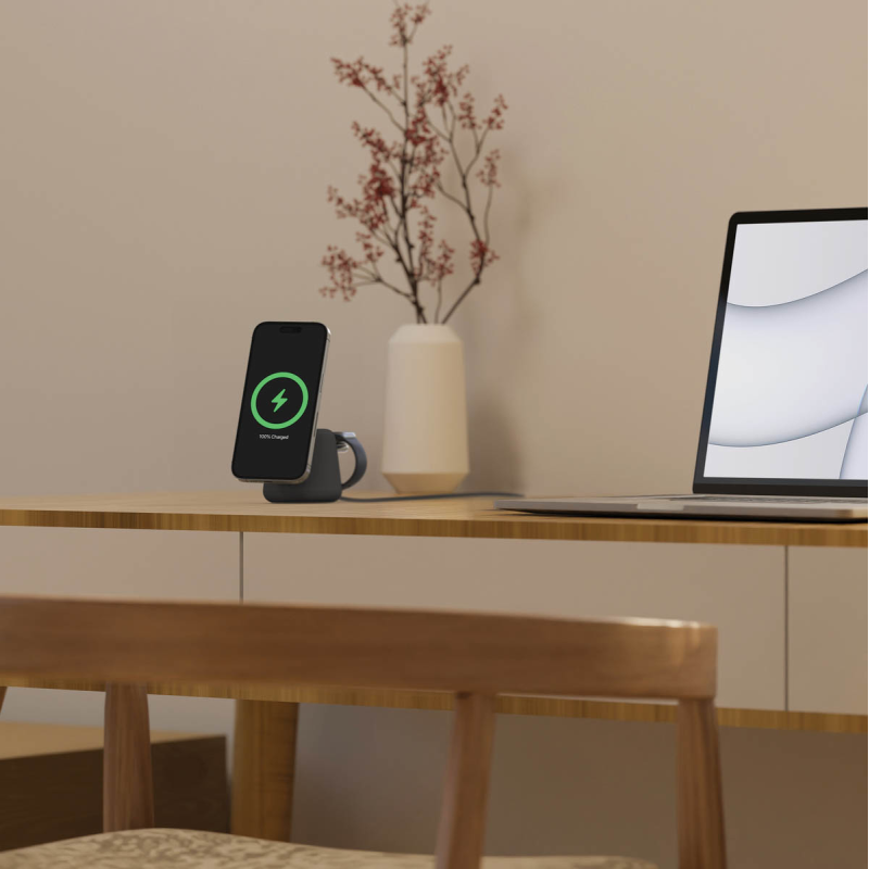 Belkin Ładowarka 2w1, magnetyczna Qi2 15W, do iPhone, AppleWatch, AirPods, grafitowa