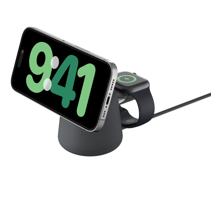 Belkin Ładowarka 2w1, magnetyczna Qi2 15W, do iPhone, AppleWatch, AirPods, grafitowa