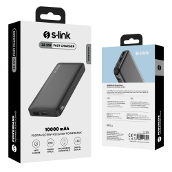 S-Link P311L Powerbank 10000 mAh 2x USB-A, USB-C, HSC 22.5W, PD 20W, QC 3.0, czarny